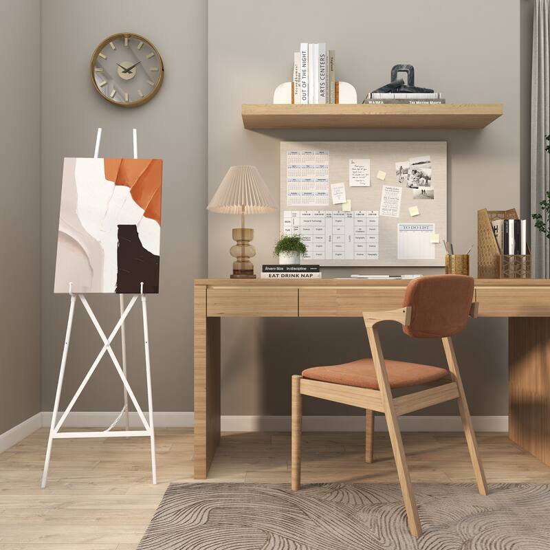 White Metal Tall Adjustable 2 Tier Display Easel with Chain Support