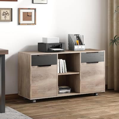 WESOME 47" Large Mobile Lateral Filing Cabinet with Wheels Printer Stand