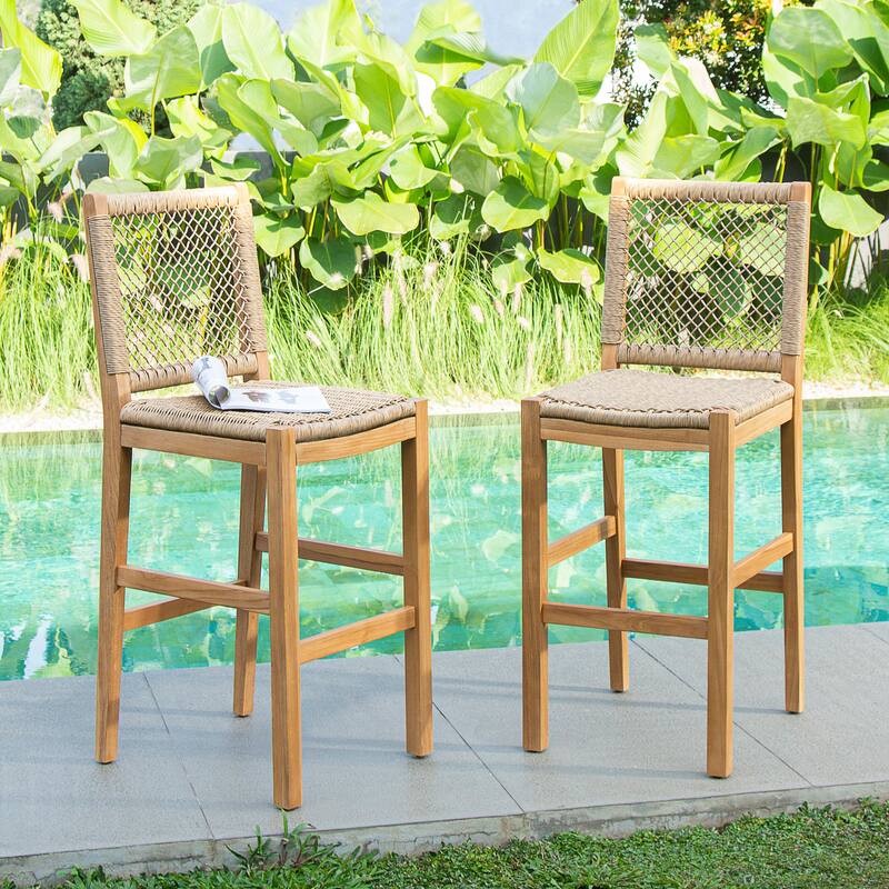 Cambridge Casual Paxton 2-Piece Teak wood Bar-height Patio Bistro Chair - Brown