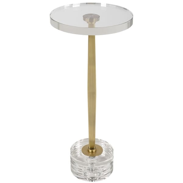 slide 2 of 4, Uttermost 22908 Groove 10" Wide Crystal Top and Iron Accent Table Crystal