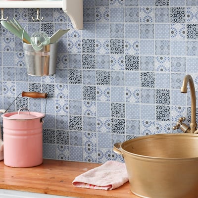 Merola Tile Classico 2" Square Blue 6" x 6" Porcelain Floor and Wall Tile