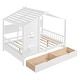 preview thumbnail 8 of 34, Wooden House Bed with Roof, 2 Drawers, and Storage Shelf