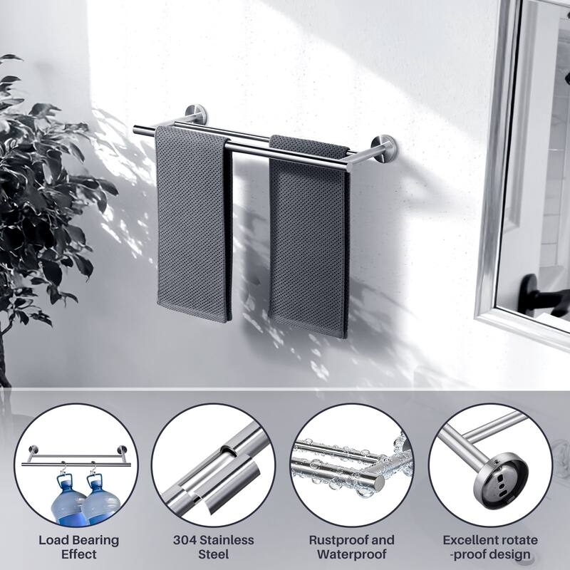 WOWOW Wall Mounted Stainless Steel Double Towel Bar
