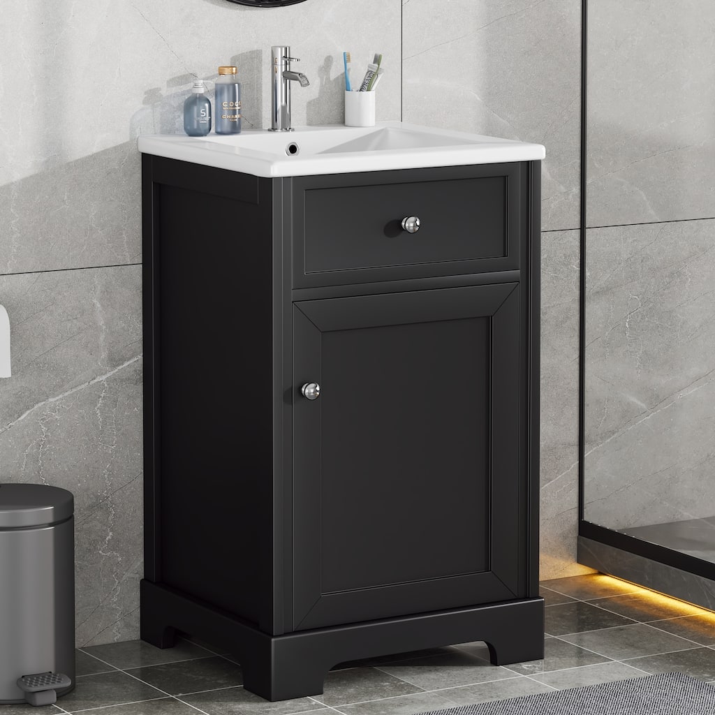 Roomfitters 20" Bathroom Vanity with Sink, Soft-Close Cabinet with Door Racks & Adjustable Shelf