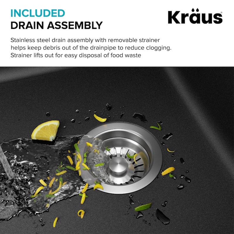 KRAUS Forteza Granite 33 inch 60/40 Undermount Drop-in Kitchen Sink
