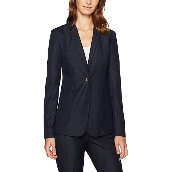 T Tahari Women's Jacket Midnight Blue Size 12 Notch Collar 1 Button. Opens flyout.