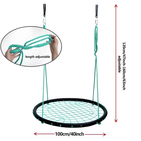 Green 40" Disc Swings Seat Flying Saucer Tree Rope Web Net Playground Backyard - Diameter 1 meter /40inch