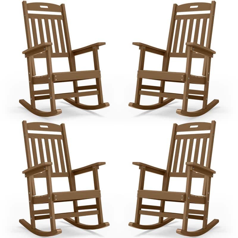 WINSOON All Weather Outdoor/ Indoor Rocking Chair, Set of 4 - Teak