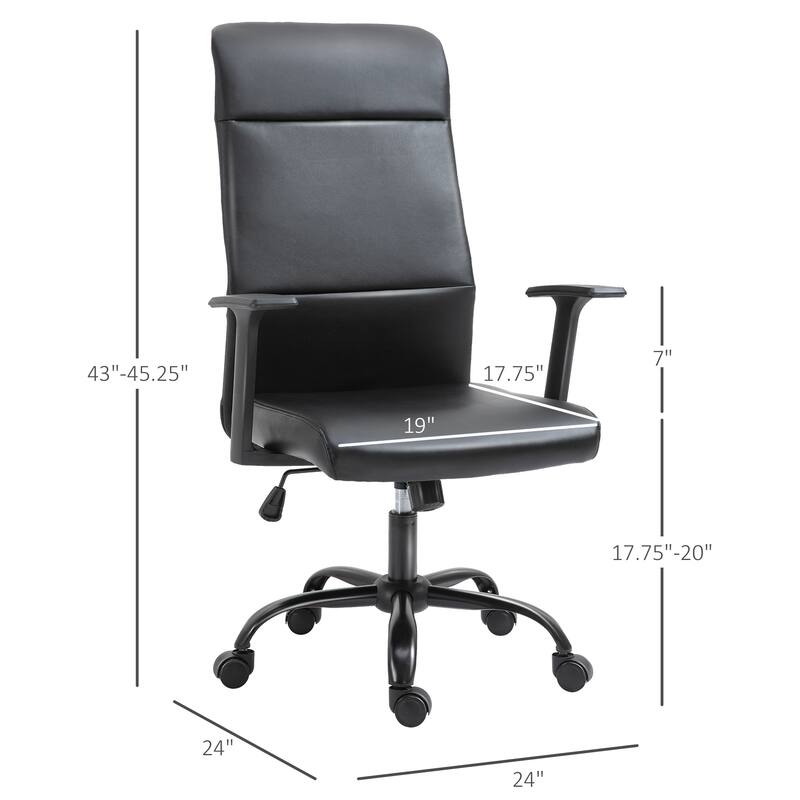 Vinsetto Office Desk Chair High-Back Faux Leather Executive Conference Task Chair with Rocking Function, 360 Swivel Wheel, Black