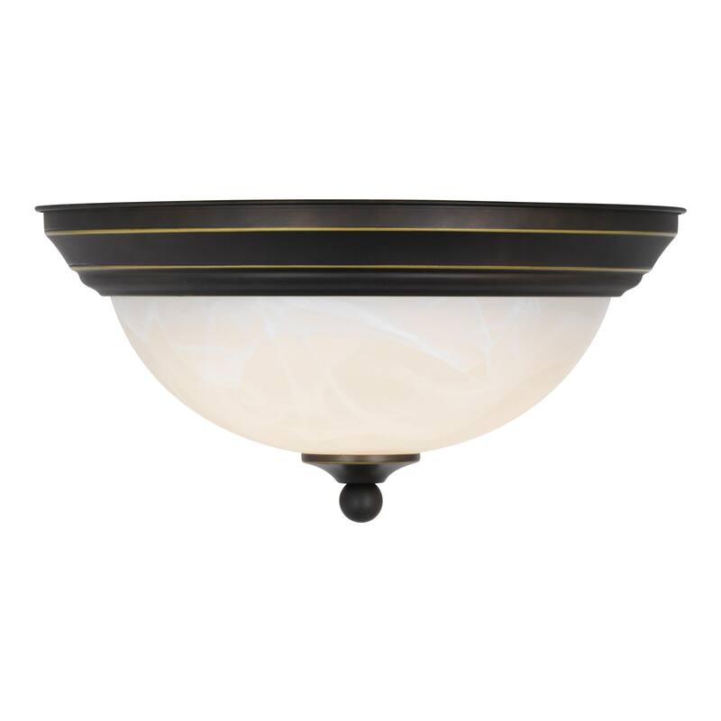 Stevens 2-Pack LED Transitional Flush Mount Ceiling Light Fixture White Alabaster Glass
