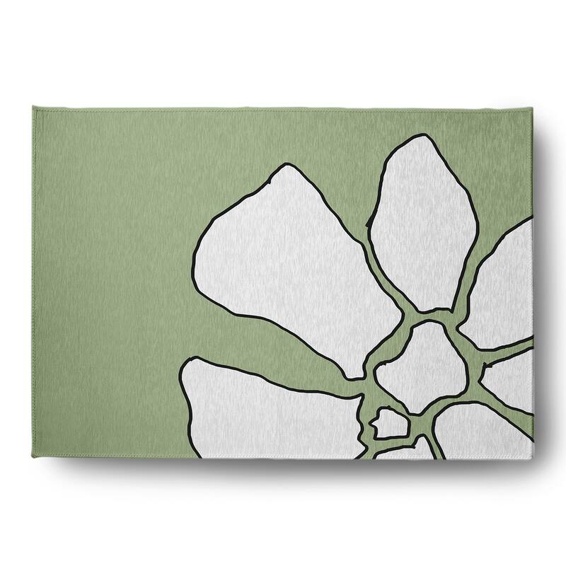 Petal Lines Spring Chenille Rug - Green - 5' x 7'