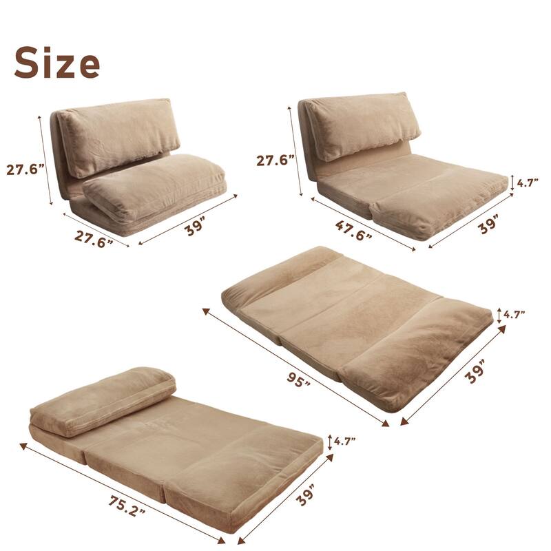 Convertible Folding Couch Sofa Bed with Removable Cover