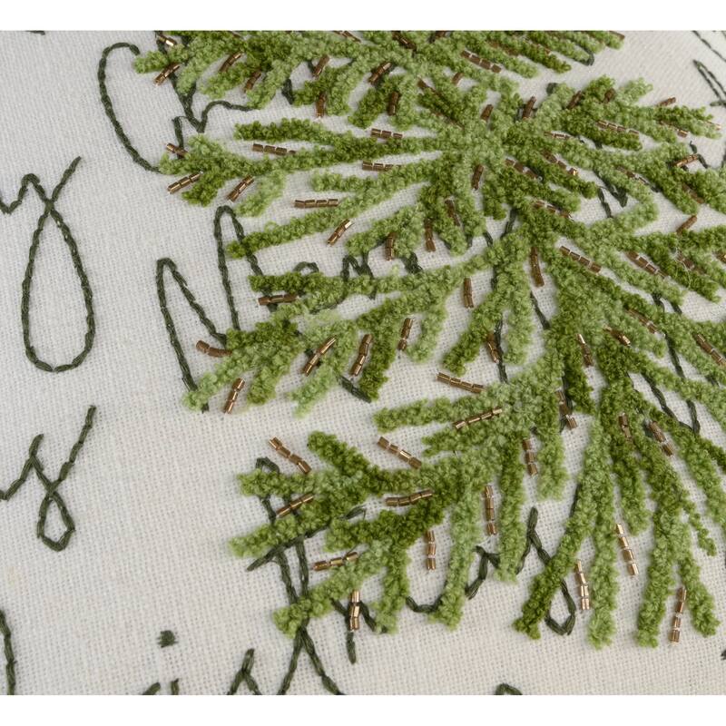 Rizzy Home Merry Christmas Tree Holiday Embroidered Throw Pillow