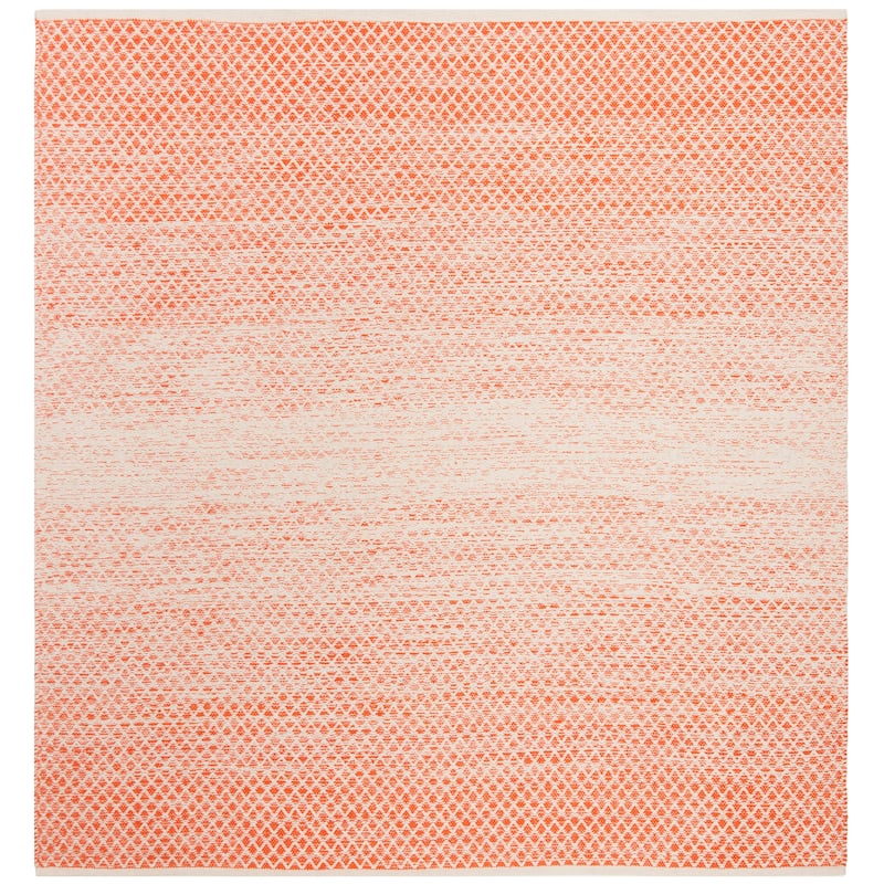 SAFAVIEH Handmade Flatweave Montauk Geert Cotton Rug - 4' x 4' Square - Orange/Ivory