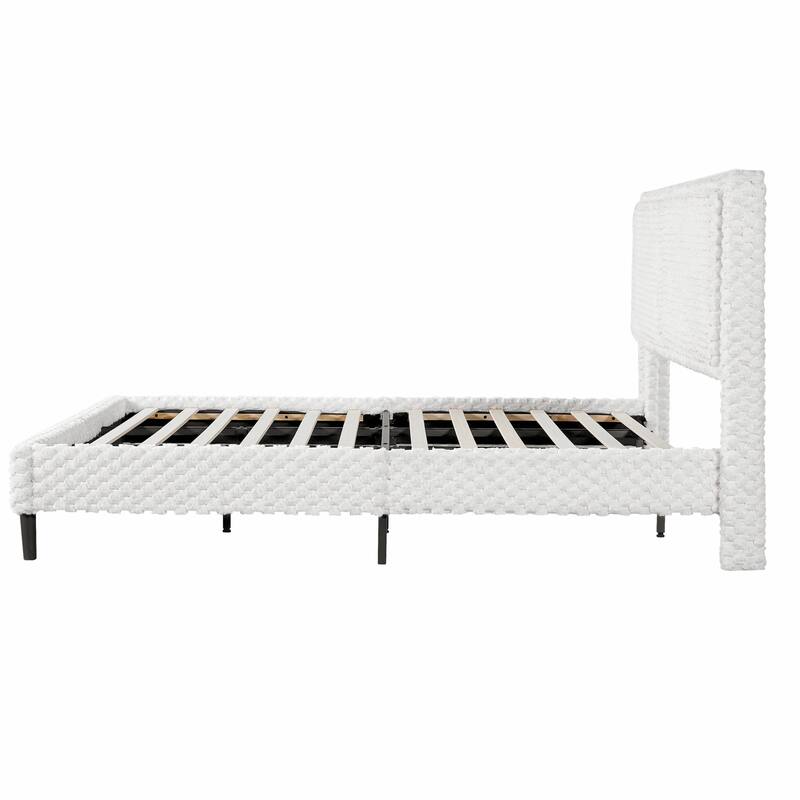 Simple Modern White Plush Soft Bed - Comfortable Backrest for Bedroom