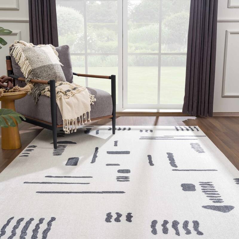 Hauteloom Eitan Modern Abstract Contemporary Machine Washable Area Rug
