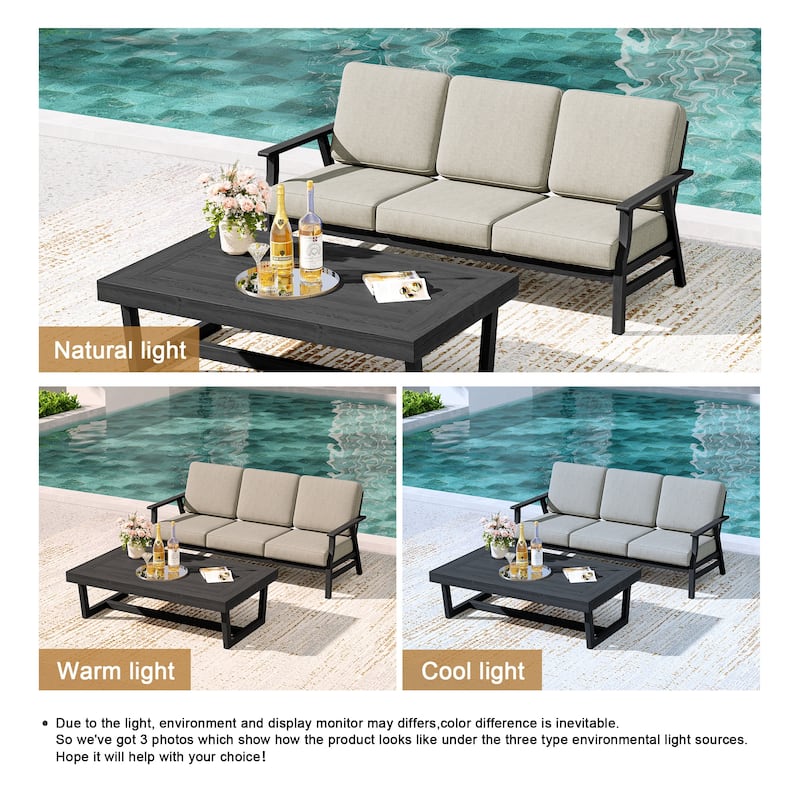 2-Piece Teak Outdoor Sofa Set with Table