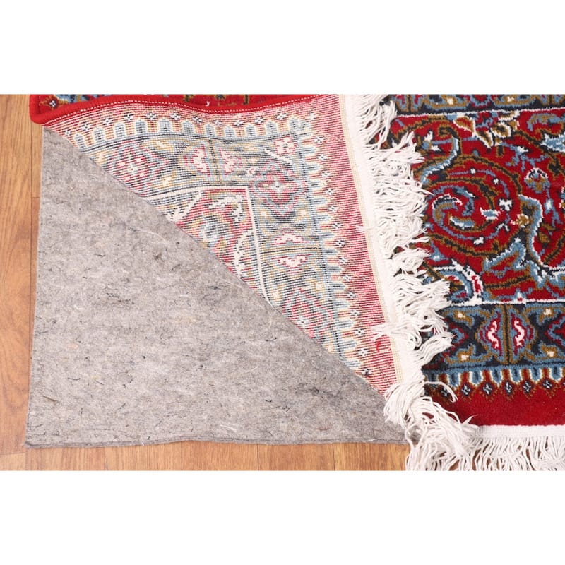 Pictorial Red Floral Kashan Turkish Area Rug Machine-Made Carpet - 9'8" x 12'11"