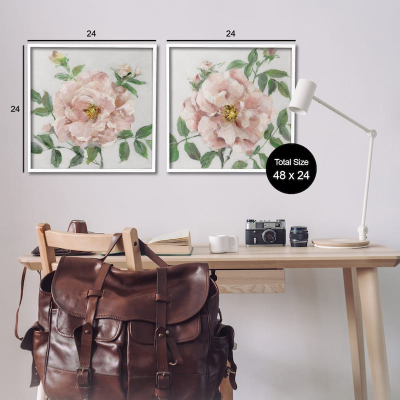 Stupell Soft & Subtle Peonies Framed Giclee Art Design By Sally Swatland (Set of 2)