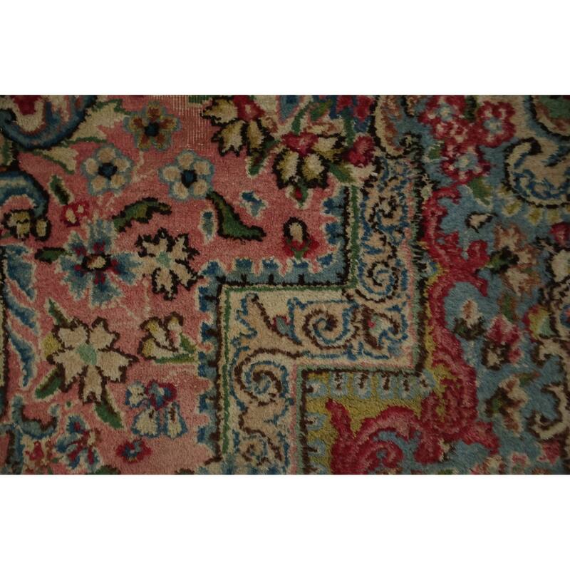Hand Knotted Oriental 100% Wool Carpet Traditional Floral Beige & Ivories Kerman Area Rug - 13' 3'' X 9' 11''