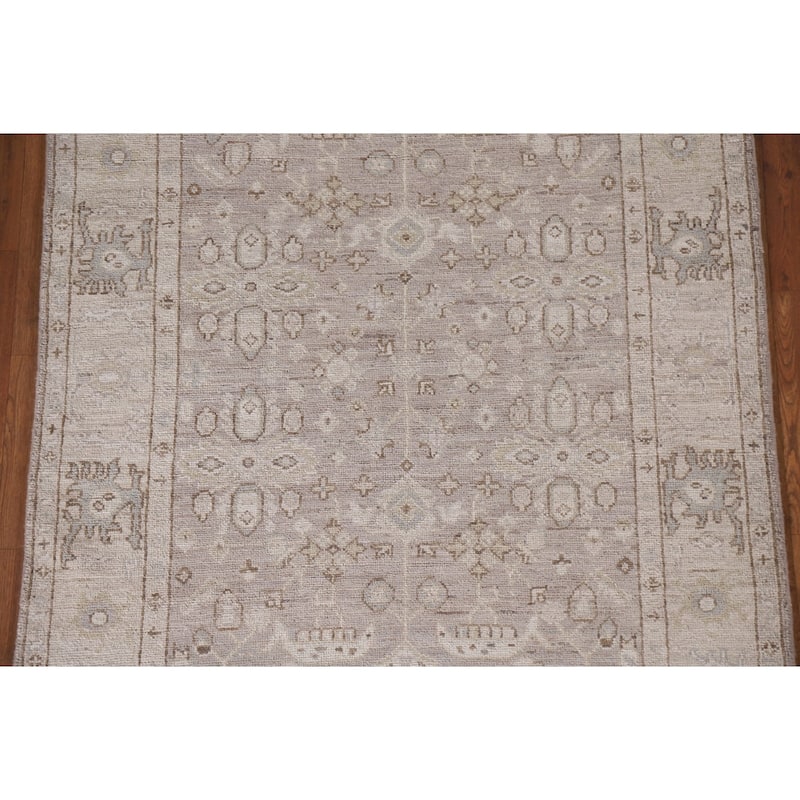 Hand Knotted Oriental 100% Wool Carpet Transitional All-Over Brown Oushak Area Rug - 6' 6'' X 4' 0''
