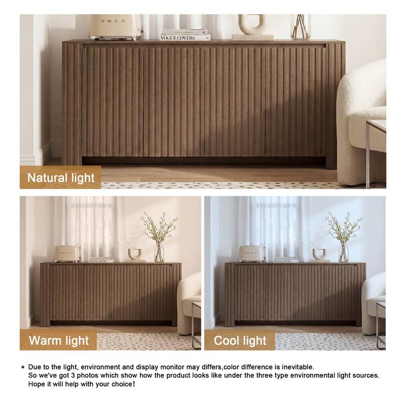 Mid-Century Modern Large 4-Door Cabinet Storage Sideboard