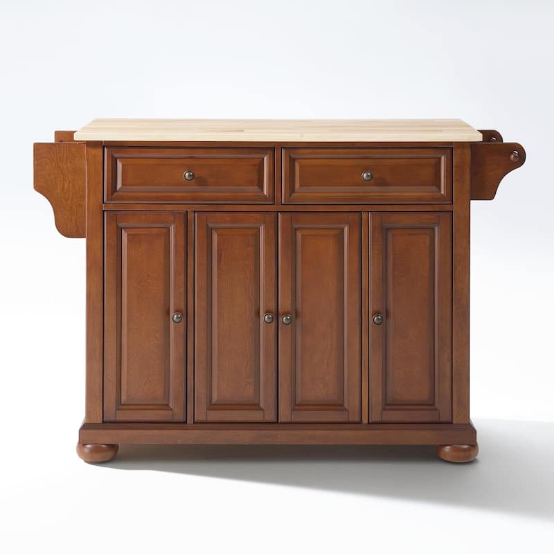Crosley Alexandria Wood Top Full Size Kitchen Island/Cart in Classic Cherry Finish - 18"d x 51.5"w x 34"h