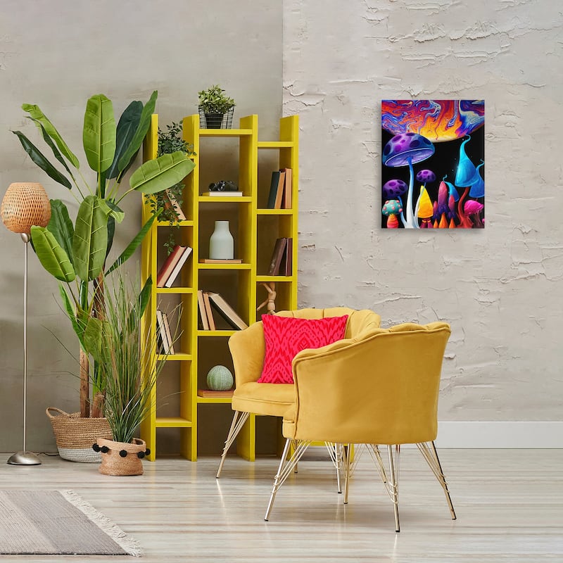 Stupell Whimsical Mushrooms in Space Canvas Wall Art Design By Kim Allen