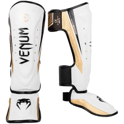 Venum Elite Evo Protective Shin Instep Guards - White/Gold
