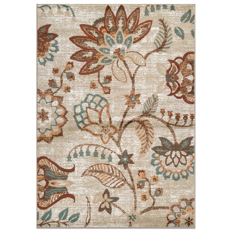 Beige Multi Floral Medallion Stylish and Durable Area Rug