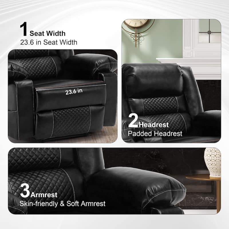 Brown Manual Recliner Chair with 8-Point Massage, Heating, Adjustable with Sturdy Frame for Living Room