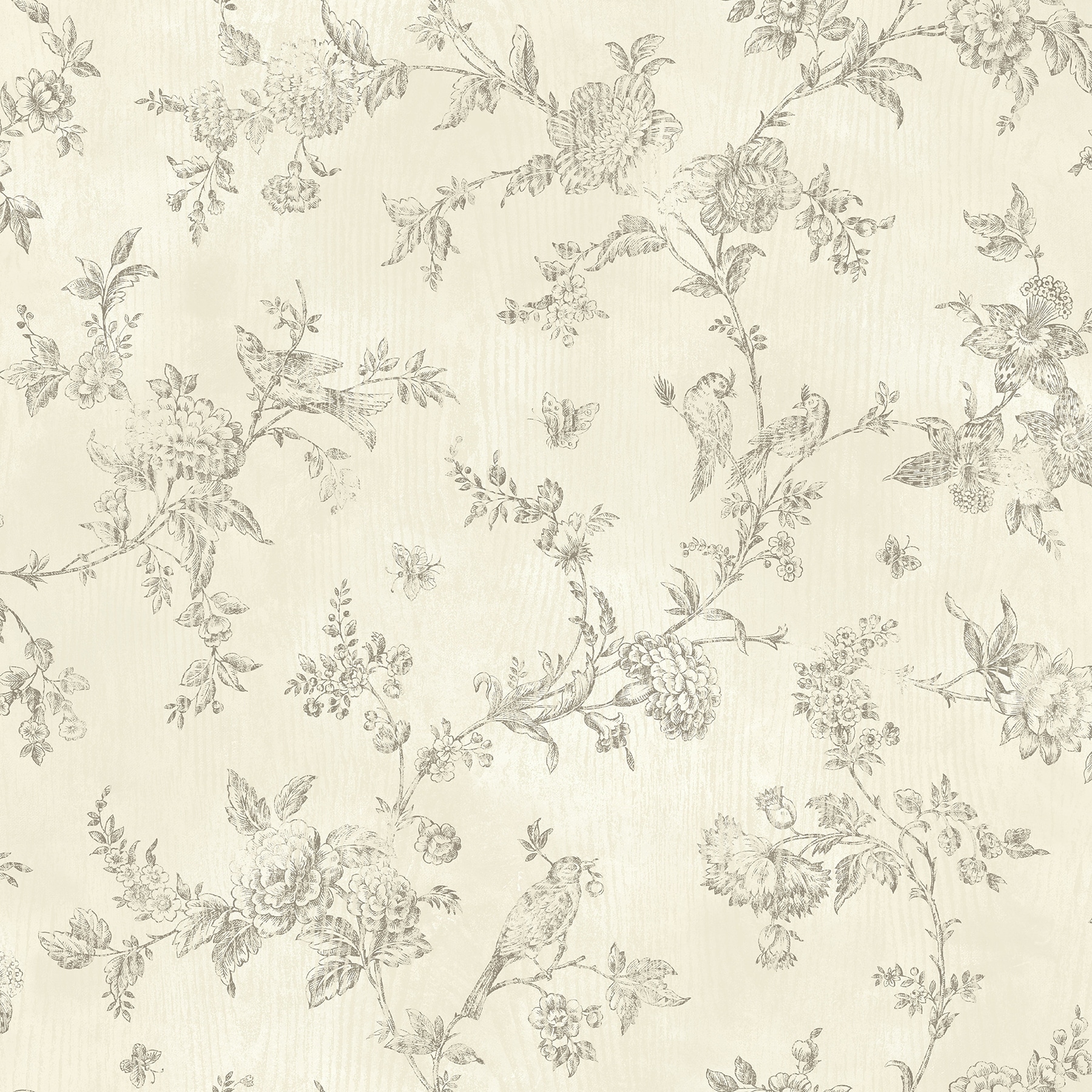 Floral Trails Duarte Singapore Navy Toile 33' L X 20.5" W Wallpaper Roll