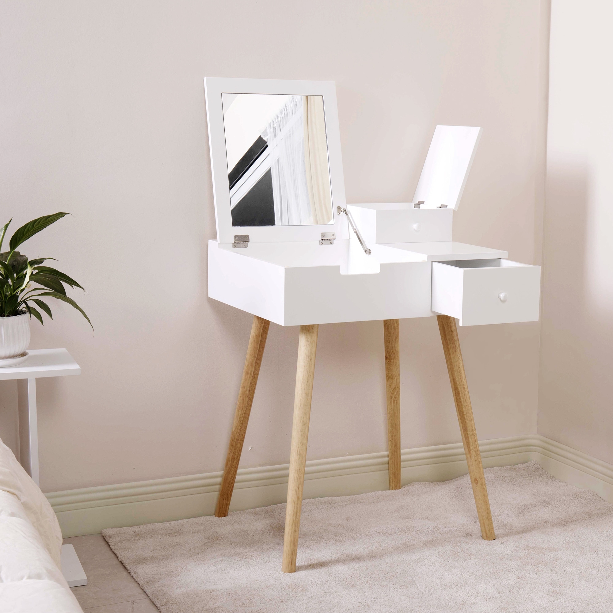 Space saving vanity shop table