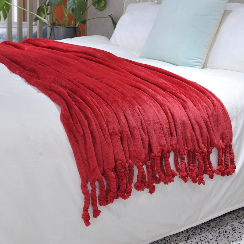 Rope Braided Flannel Fleece Throw
