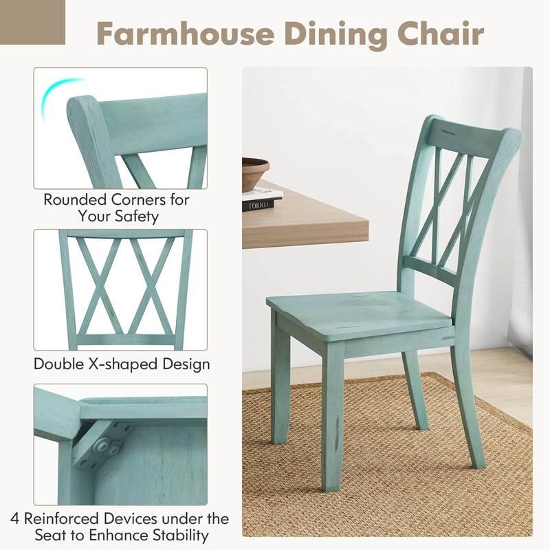 Costway Set of 2 Wood Dining Chair Cross Back Dining Room Side Chair - See Details