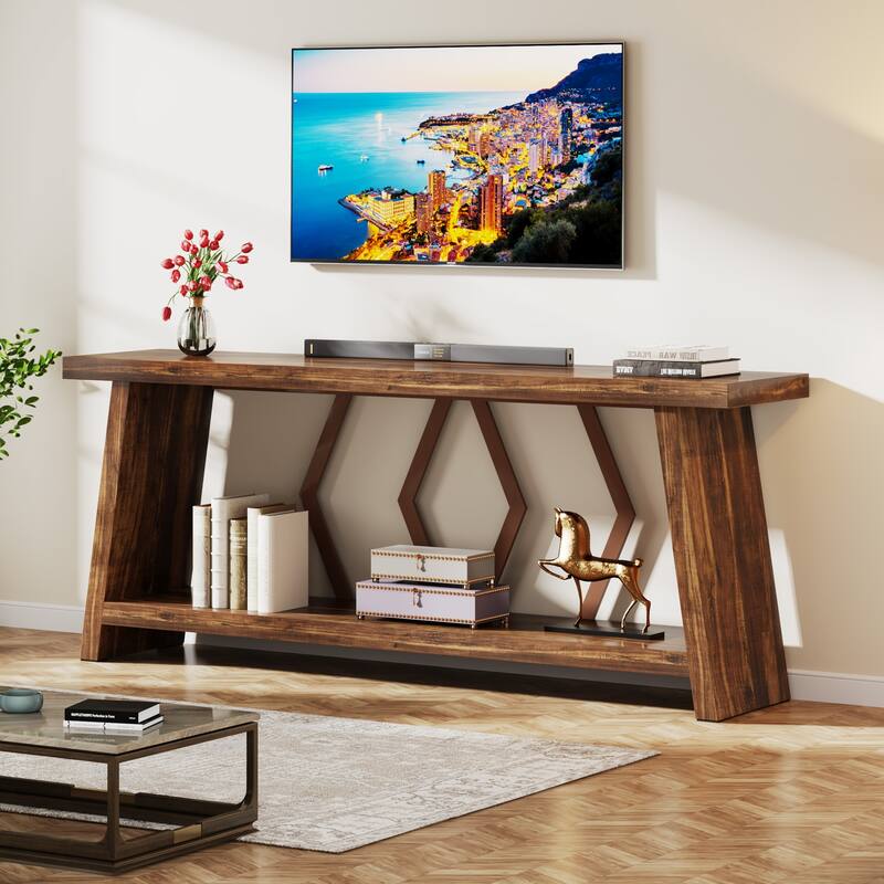 70.86-Inch Console Table, Wood Entryway Table with Storage, Couch Side Foyer Hallway Accent Table for Living Room, Entrance