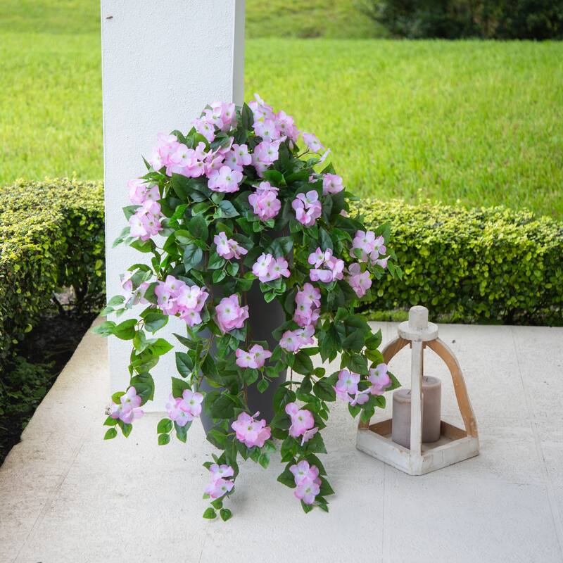 41-in UV Resistant Artificial Hydrangea Hanging Plant - Set of 2