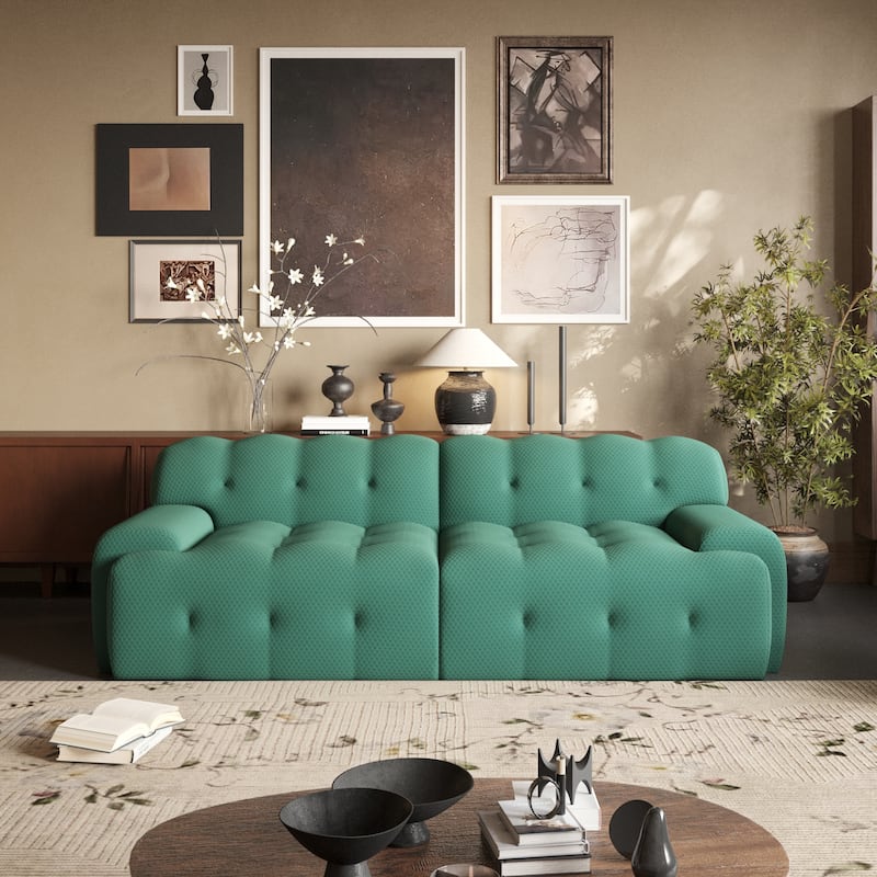 86.60''W Modular Oversized Loveseat Sofa Couch - Green