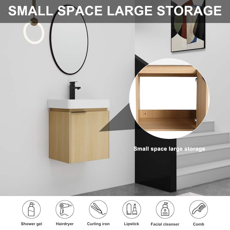 BNK 16"/20"/24"/30"/36" Single Sink Bathroom Vanity with Soft Close Door and Shelf