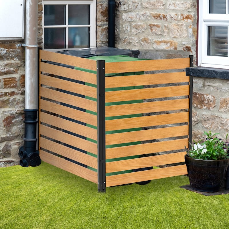 Outdoor Fence Panels Air Conditioner Fence Privacy Fence Screen - 48-48 - wood/steel-black1