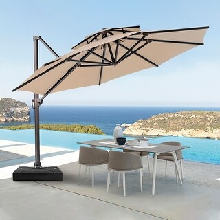 Shop Black Friday Deals On Crestlive Products Patio Luxury 12 Ft Double Top Round Offset Umbrella On Sale Overstock 31636635