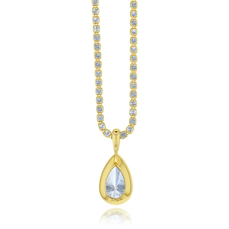 Kobelli 7.75 Carats Pear Diamond 14k Solid Gold Luxury Vivi Tennis Necklace (Certified, EF/VS) - White Diamond