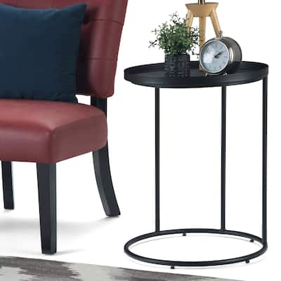 WYNDENHALL Lipton Industrial 18 inch Wide Metal Accent Side Table in Black, Fully Assembled - 18" dia. x 23" h