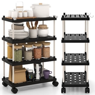 Gymax 4-Tier Slim Storage Cart Kitchen Organizer Utility Cart - Bed ...