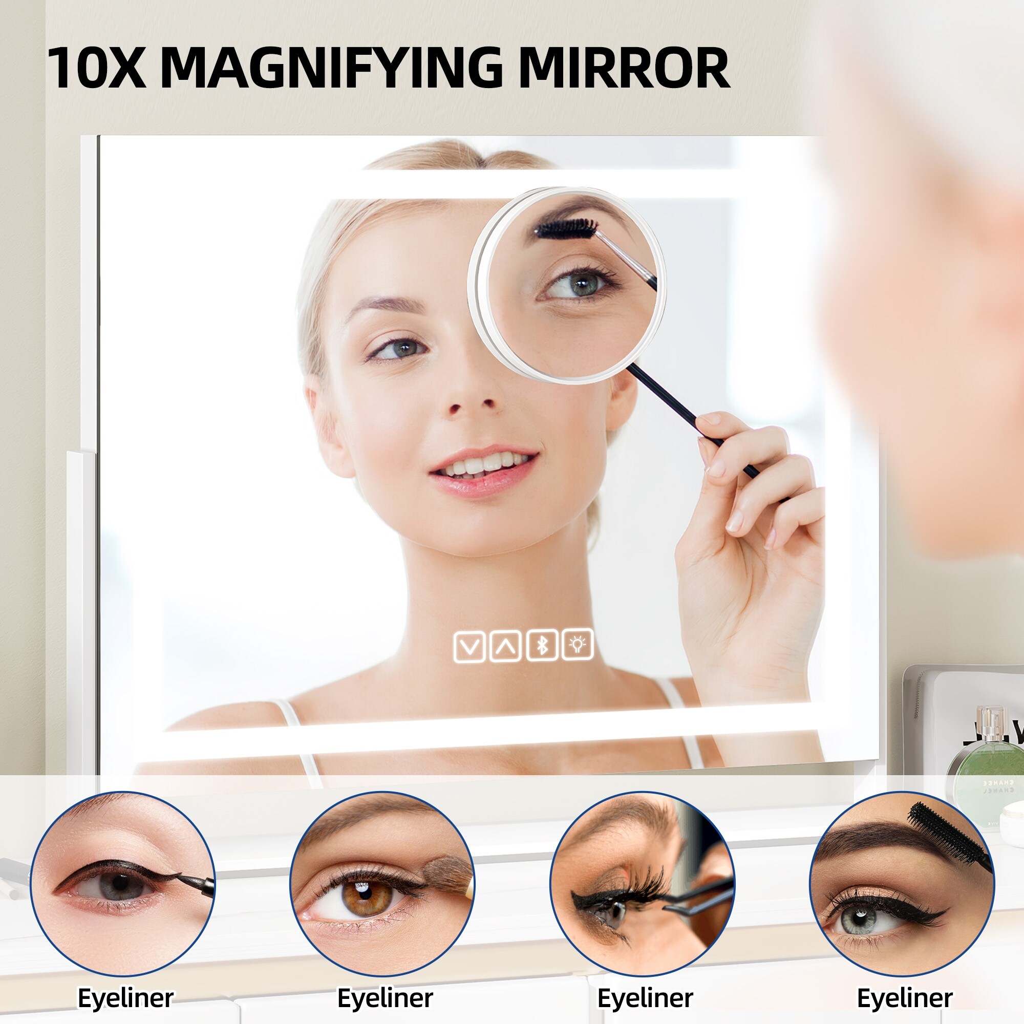 Moasis Makeup Vanity Mirror with LED Light USB Charging Port 10X Magnification Mirrors with Bluetooth Speaker On Sale Bed Bath Beyond 40609940