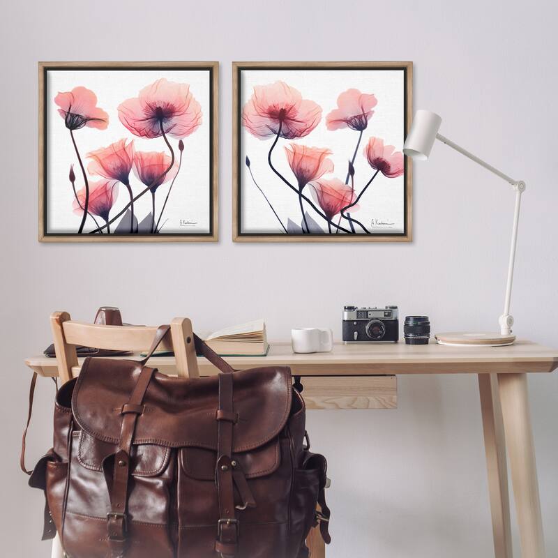 Stupell Various Faded Pink Flowers Framed Floater Canvas Wall Art Design By Albert Koetsier (Set of 2)