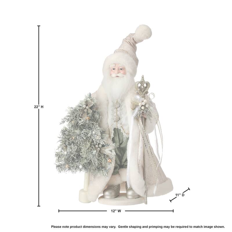 21" Fabric Mint Julep Santa With Tree On Base