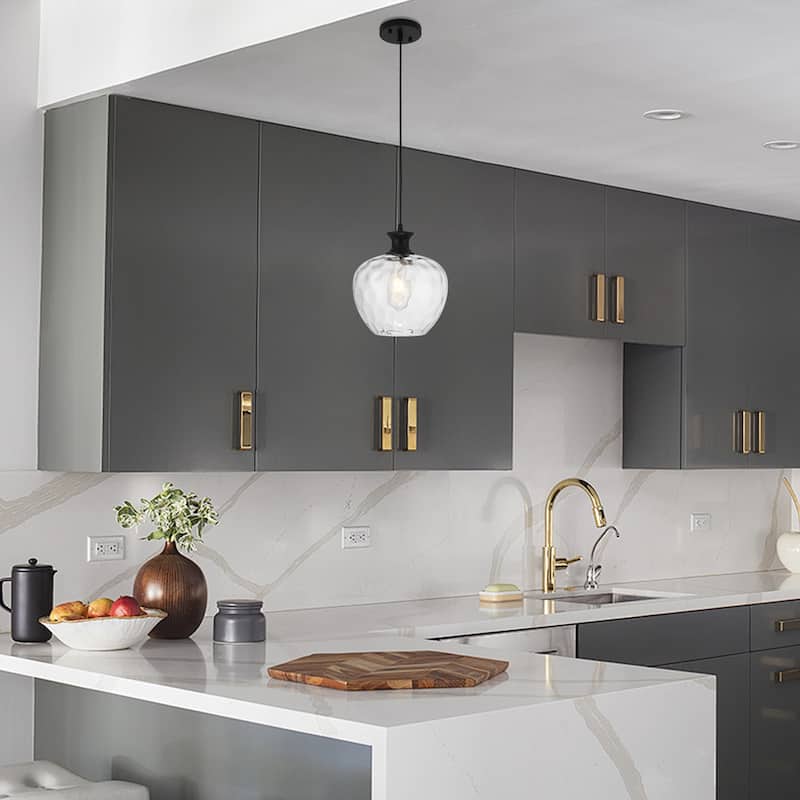 1-Light Modern Hammered clear Glass Pendant Light for Kitchen Island - N/A