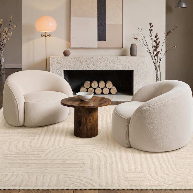 Mcow High-Low Textured Plush Washable Non-Slip Area Rug