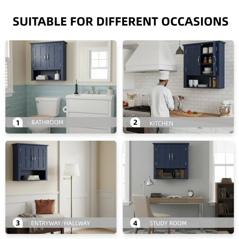 Bathroom Wall Storage Cabinet, Multi -functional Wall Mounted Cabinet with Adjustable Shelves, Medicine Cabinet